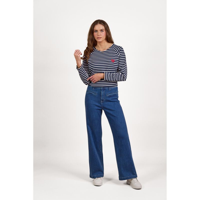 Vassalli Wide Leg Full Length Jean Blue Wash image number 2